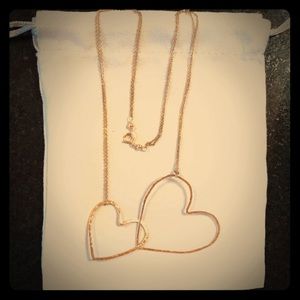 Gorgeous gold double hearts necklace